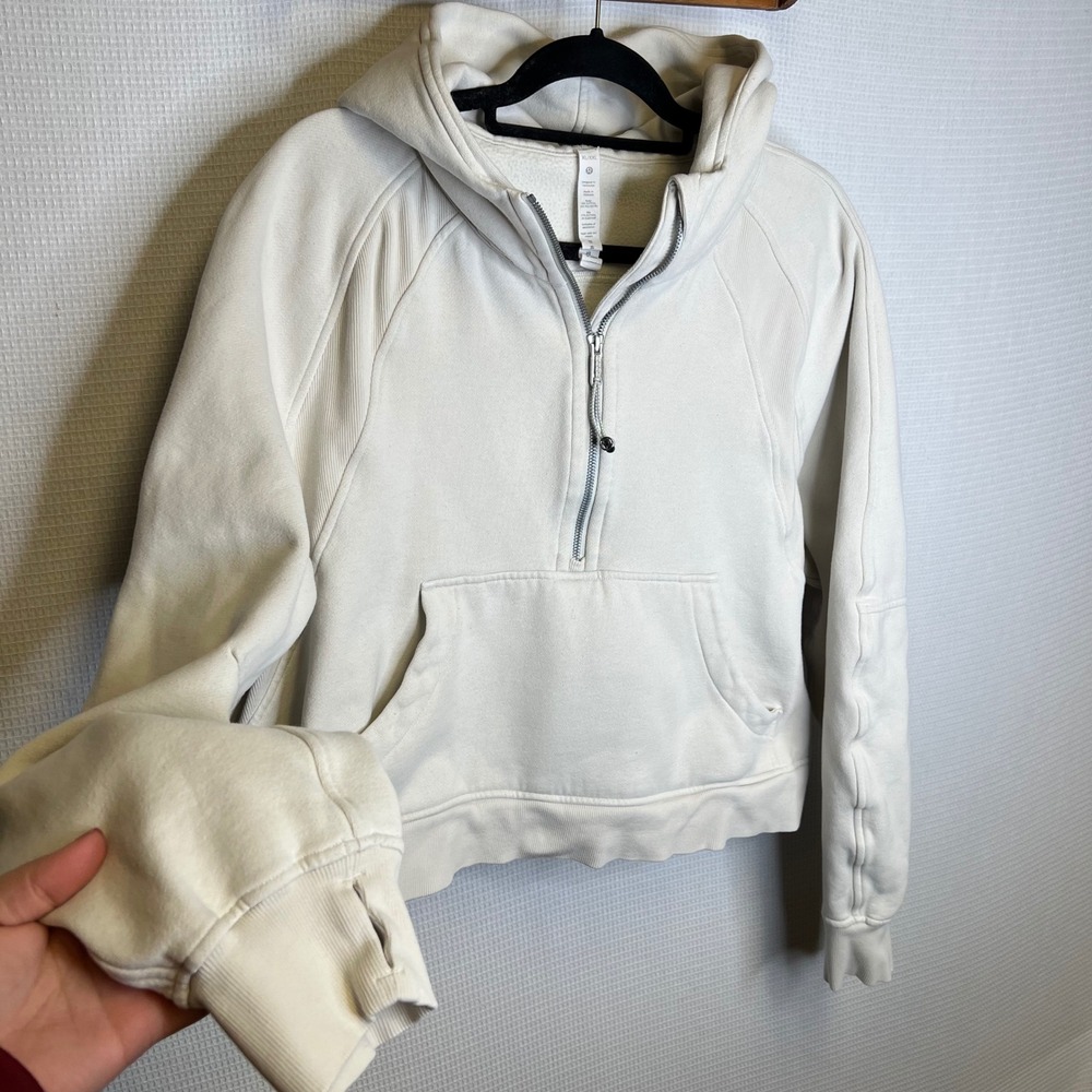 Lululemon Scuba Oversized Half Zip Hoodie White Opal XL/XXL‎ LW3DM4S